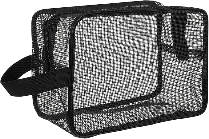 Mesh Shower Caddy Bag, Portable Rectangle Toiletry Bags Quick Dry Tote Bag with Zipper Toiletry Organizer Bags for Gym Travel Camping College Dorm Room Bathroom(9.8x4.3x6.3in)