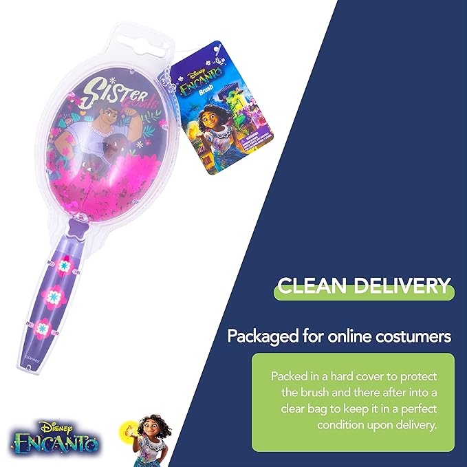 LUV HER Disney Encanto Hair Brush with Magical Sparkling Stars Confetti HairBrush, Purple - Kids Ages 3+