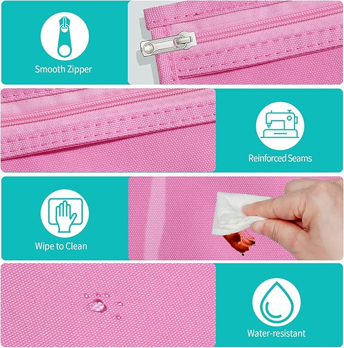 TSA Approved Toiletry Bag, Set of 3 Clear Travel Toiletry Bag Quart Size Zipper Travel Pouch, Waterproof Makeup Cosmetic Bag for Women Men Kids Toiletries Carry on, Pink Large