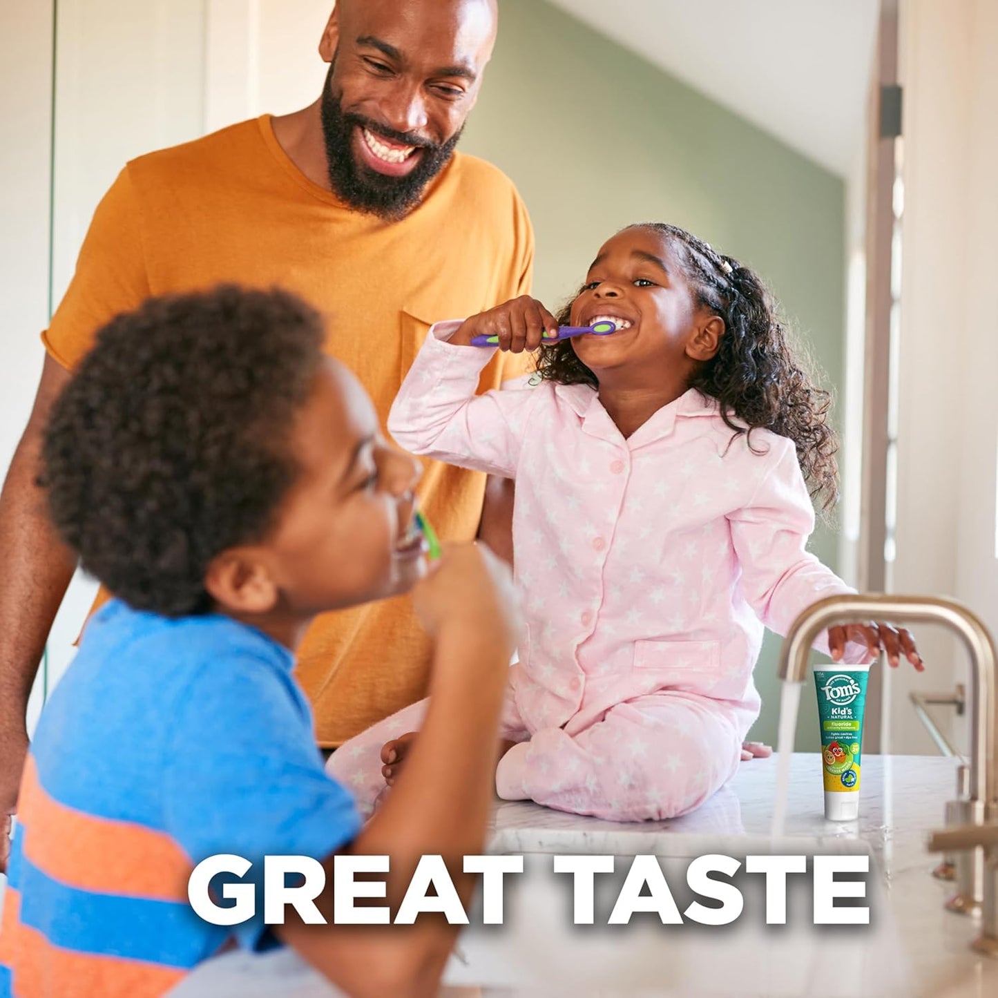 Tom's of Maine Kids Natural Toothpaste with Fluoride for Ages 2+, ADA Approved, Outrageous Orange Mango, 5.1 ounces (3 Pack)