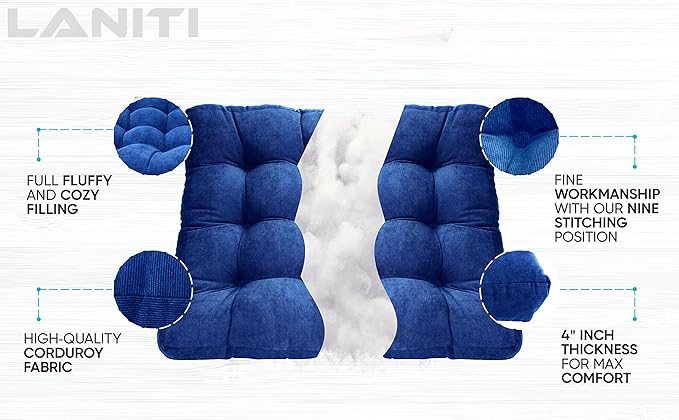 LANITI 24” Inch Extra Large Floor Cushions Tufted Floor Pillow for Adults Square Meditation Ultimate Comfort Oversized Pillows for Floor Cushion (White)