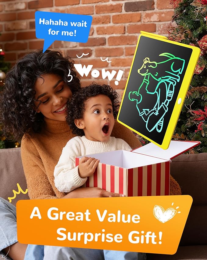 KOKODI LCD Writing Tablet, 16 Inch Colorful Toddler Doodle Board Drawing Tablet, Erasable Reusable Electronic Drawing Pads, Educational and Learning Toy for 3-6 Years Old Boy and Girls(Yellow)