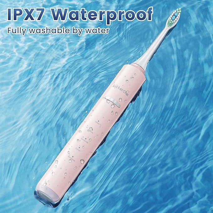 Betterchoi Sonic Electric Toothbrush for Adults, USB Rechargeable Toothbrush - 41,000 VPM Maglev Motor - 4 Brush Heads - IPX7 Waterproof, 180-Day Battery Life, 5 Cleaning Modes & Smart Timer, Pink
