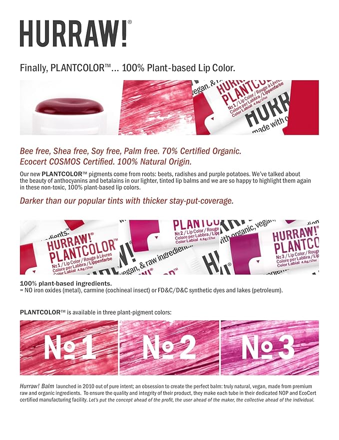 Hurraw! Plantcolor Lip Color Bundle: №1 №2 №3