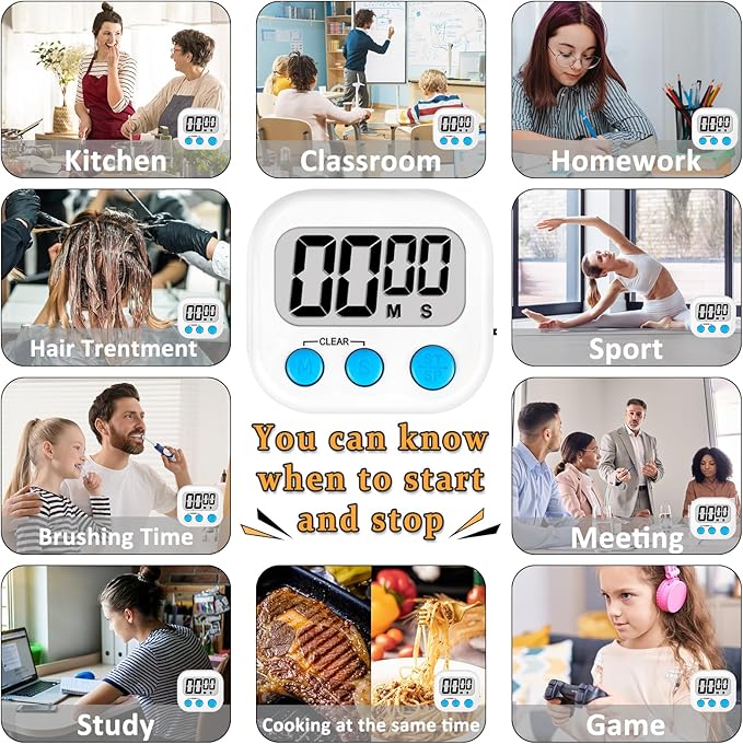 ZILLEEN Classroom Timers for Kids Classroom Magnetic Digital Kitchen Timers for Cooking Teachers Gym Game 12 pcs