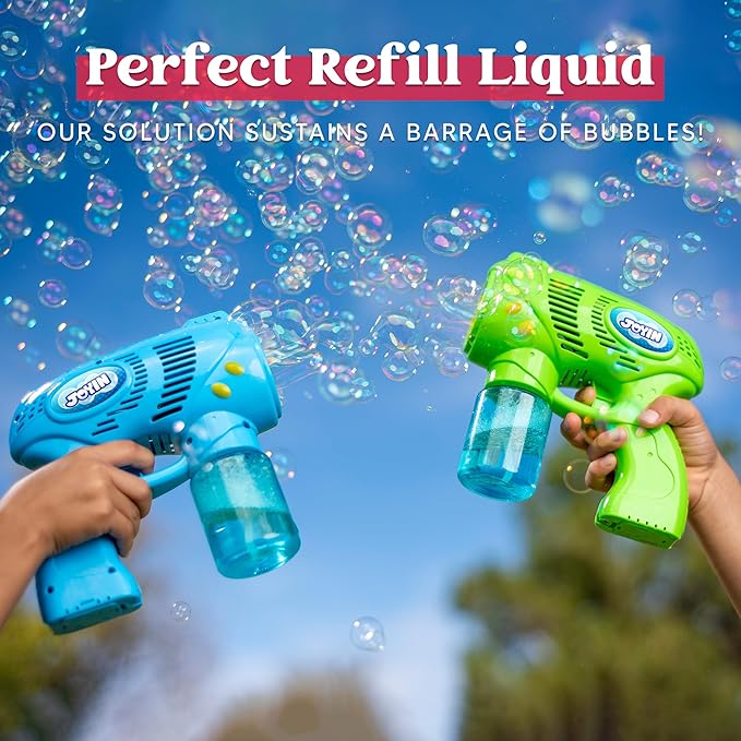 JOYIN 2 Bottles Bubbles Refill Solutions 64 oz (up to 5 Gallon), Concentrated Solution for Bubble Machine, Gun, Wand Refill Fluid Summer, Easter Toys (Blue+Green)