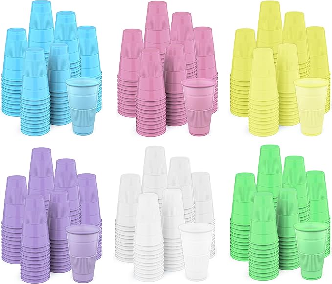 Disposable Cups | 50 Pack | 5 oz Plastic, Multicolor Bathroom Cups - Perfect for Medicine, Water, Mouthwash, Parties, Kids
