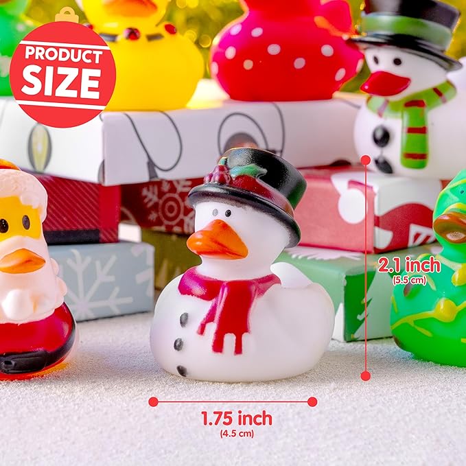 JOYIN 24 PCS Christmas Ducks Baby Bathtub Toys, Assorted Xmas Rubber Duckies for Kids Gifts, Ducky Toddler Bath Toys Rubber Duck Bulk for Stocking Stuffers Party Favor Baby Shower Pool Toys