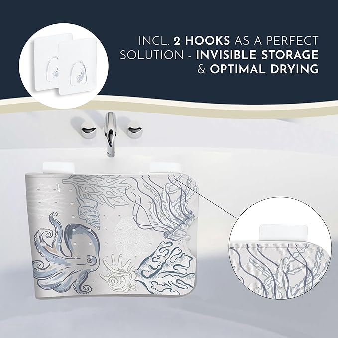 Homerella Baby Bath Tub Mat | Anti Mold Mildew Resistant Non Slip Kids and Adult Bath Tub Shower Mats | 40x16 inch Long with Suction Cups for Secure Grip Hooks for Storage & Drying | Machine Washable