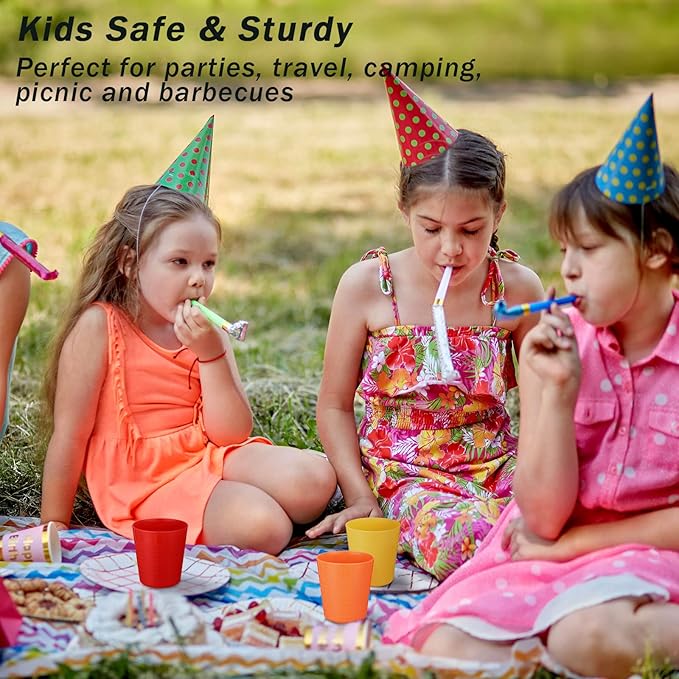 Eccliy 36pcs 8 oz Christmas Cups Unbreakable Plastic Stackable Juice Reusable Tumblers Bulk Plastic Drinking Cups for Kid Toddlers Baby Kid, Dishwasher Safe(Bright Color)