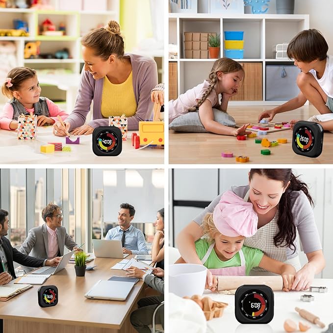 Visual Timer for Kids, 10 Hours Countdown/Up, with Rechargeable, 3 Volume Levels, 3 Brightness Display, and Magnetic, Homeschool Study Tool, Large Digital Timers for Classroom, Kitchen