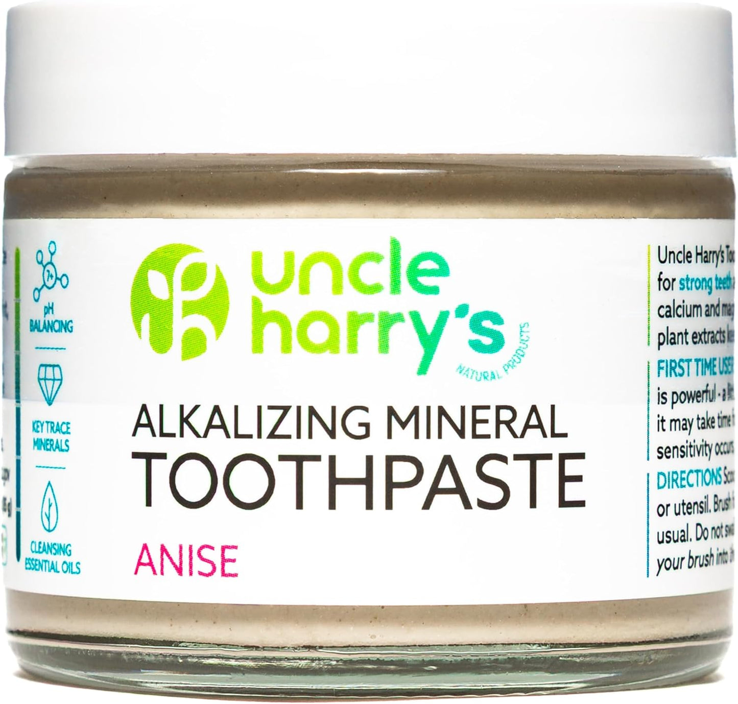 Uncle Harry's Anise Remineralizing Toothpaste | Natural Whitening Tooth Paste Freshens Breath & Promotes Enamel | Vegan Fluoride Free Toothpaste (2 Pack)