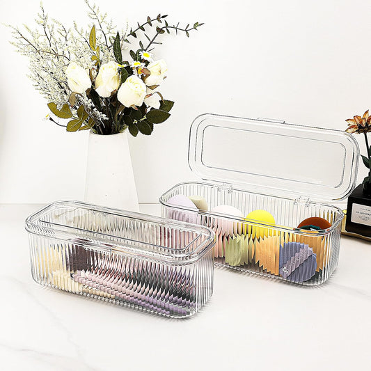 JessLab Makeup Brush Holder Organizer, Clear Makeup Sponges Organizer,Cosmetic Storage Case with Lid Display Case for Vanity, 1 Compartment (1 Pack)