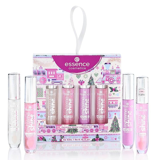essence | Extreme Shine Volume Lipgloss Gift Set | 4 Shades in 1 Set | Stocking Stuffer for Beauty Lovers | Vegan & Cruelty Free | Free from Gluten, Parabens, Preservatives, Oil