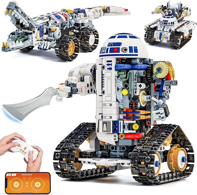 STEM RC Robot Building Kit - 3 in 1 APP & Remote Control Robotics for Kids Ages 8-12, DIY Educational Toy Programming & Science Project Kit, Birthday Gifts for Boys Girls