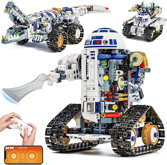 STEM RC Robot Building Kit - 3 in 1 APP & Remote Control Robotics for Kids Ages 8-12, DIY Educational Toy Programming & Science Project Kit, Birthday Gifts for Boys Girls