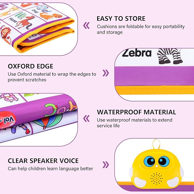 Alphabet Wall Chart, Talking ABC, Music Poster, Kids Learning Toys for Toddlers 2-4, Interactive Educational Toddler Montessori Toys, Birthday Gifts for Age 1 2 3 4 5 Year Old Girls Boys - Purple