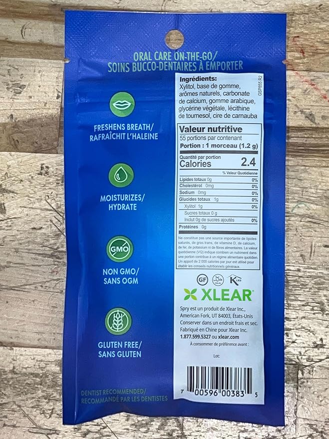 Spry On The Go Fresh Natural Xylitol Chewing Gum Dental Defense System - Aspartame-Free, Sugar-Free, Non-GMO (Peppermint, 55 Count - Pack of 1)