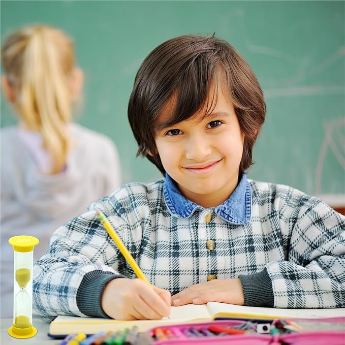 Sand Timer for Kids Set of 3 Small Colorful Hourglass Acrylic Covered Clock 1Min 2Min 5Min for Classroom, Home & Kids Room