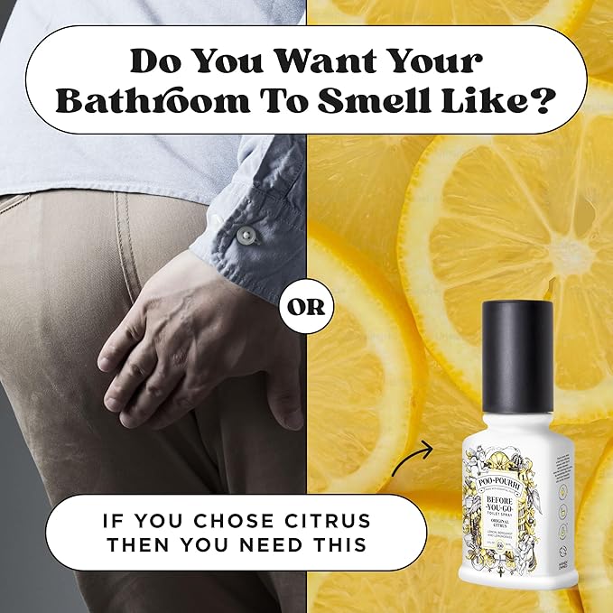 Poo-Pourri Before-You-Go Toilet Spray, Original Citrus, 2 Fl Oz, 2 Pack, Up to 100 Uses, Bathroom Odor Deodorizer with Essential Oils, Travel Essentials, TSA Approved Size, Lemon Bergamot