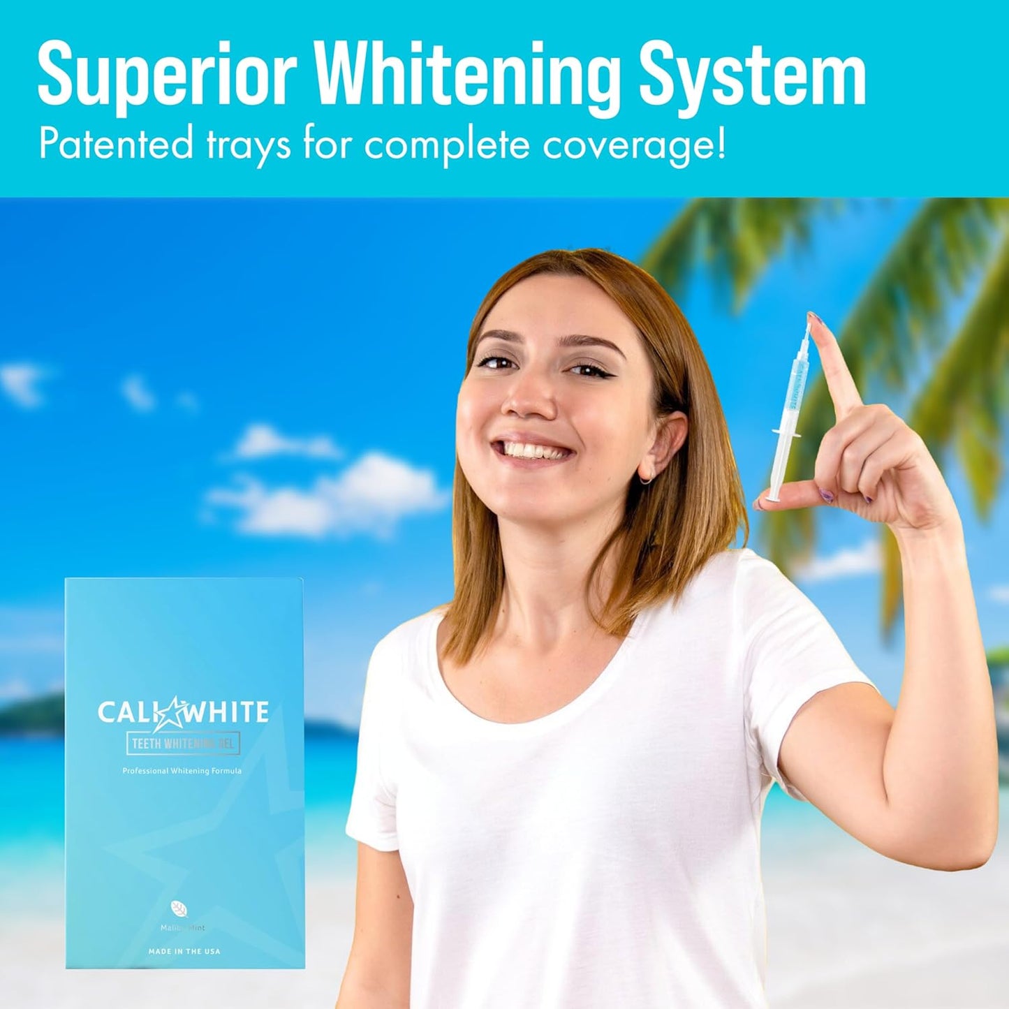 Cali White Teeth Whitening Gel Refills - 35% Carbamide Peroxide Formula - Vegan Organic Tooth Bleach - 3-Piece 5 ml Syringes for Teeth Whitening Kits - Use with UV or LED Light and Trays