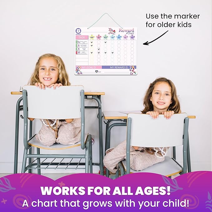 QUOKKA Magnetic Kids Chore Chart - Behavior Chore Chart for Kids at Home - Pink Reward Visual Schedule - Dry and Erase Routine Responsibility - Use 99 Magnets Markers Stickers - from Toddlers to Teens