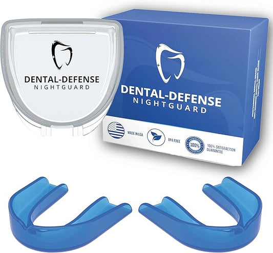 Professional Mouth Guard - 2 Pack Night Guard for Teeth Grinding & Clenching Relief, Protects Teeth at Night, Ideal for Comfort & Protection (Blue)