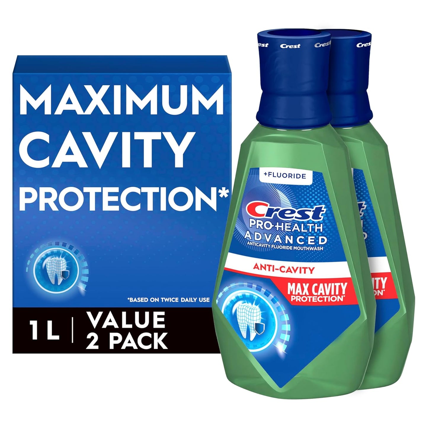Crest Pro-Health Advanced Maximum Cavity Protection Mouthwash - Mild Mint - 2x1L