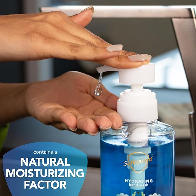 Safeguard Liquid Hand Soap, Micellar Deep Cleansing, Washes Away 99% Bacteria, Made with Natural Moisturizers, Enriched with Skin Conditioners, PH Balanced, Ocean Breeze Scent 15.5 oz (Pack of 4)