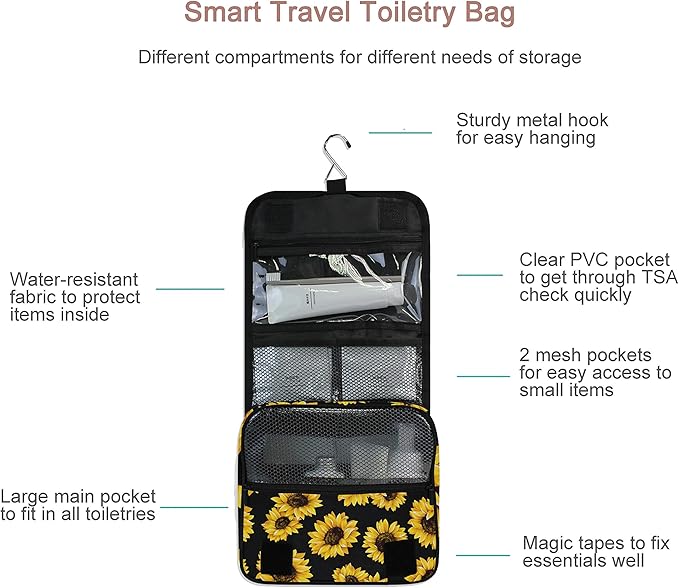 senya Hanging Travel Toiletry Bag Kit Makeup Case Cosmetics Organizer for Men Women