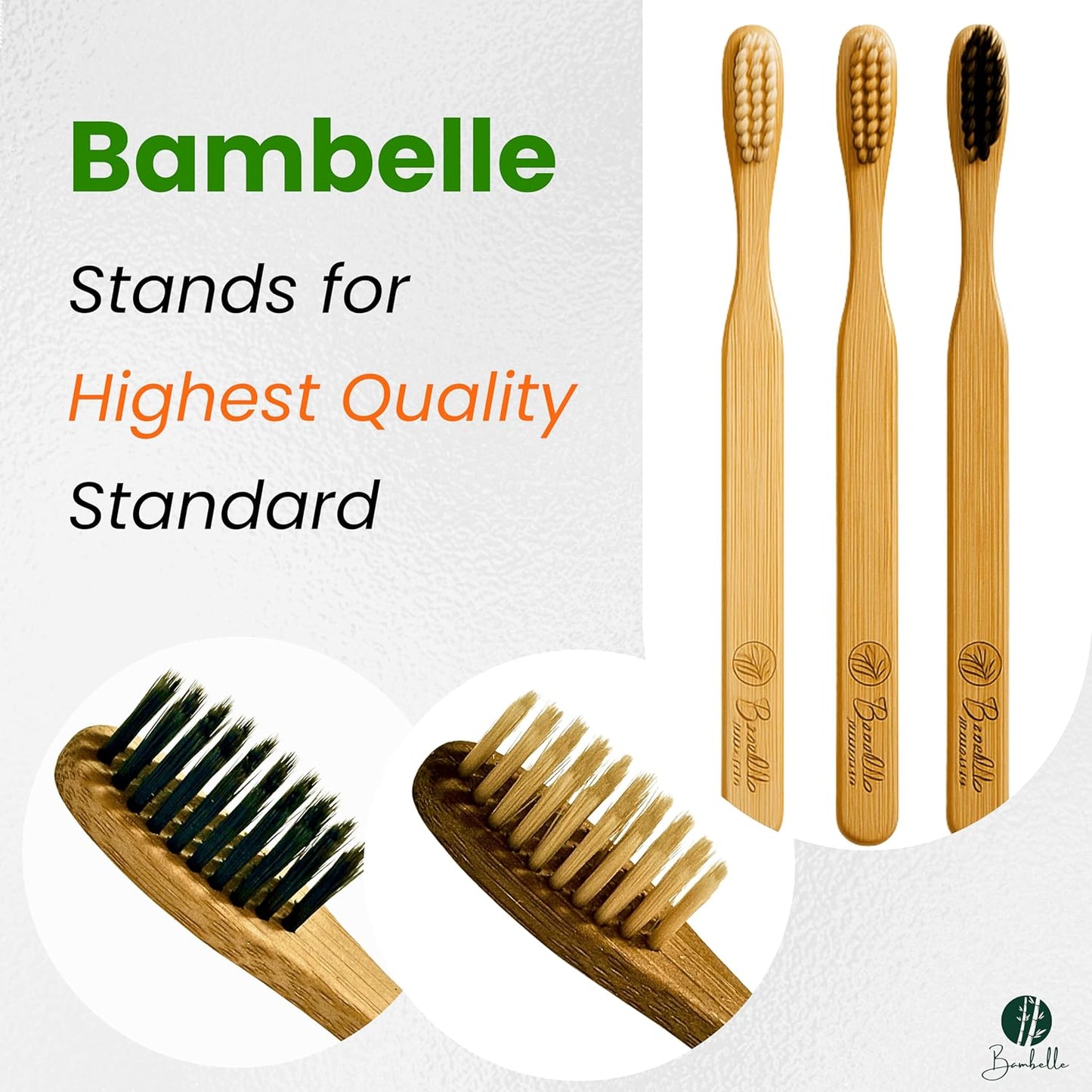 Bamboo Toothbrushes, 4-Pack Soft Bristle, Eco-Friendly, Biodegradable, Natural Wooden, Plastic-Free