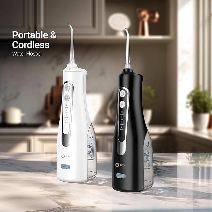 Cordless Water Flosser for Teeth, Gums & Braces – 4 Modes, 300ML Tank, 360° Nozzle, IPX7 Waterproof, USB Rechargeable 2000mAh Battery for Home & Travel (M149 Pro White)