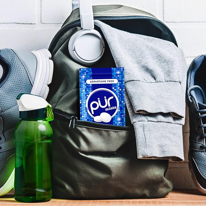 PUR Mints | Aspartame Free Breath Mints | Made with Xylitol | Sugar Free, Vegan, Gluten Free | Natural Polar Mint Flavor | 65 Pieces in Re-Sealable pouch (Pack of 1)