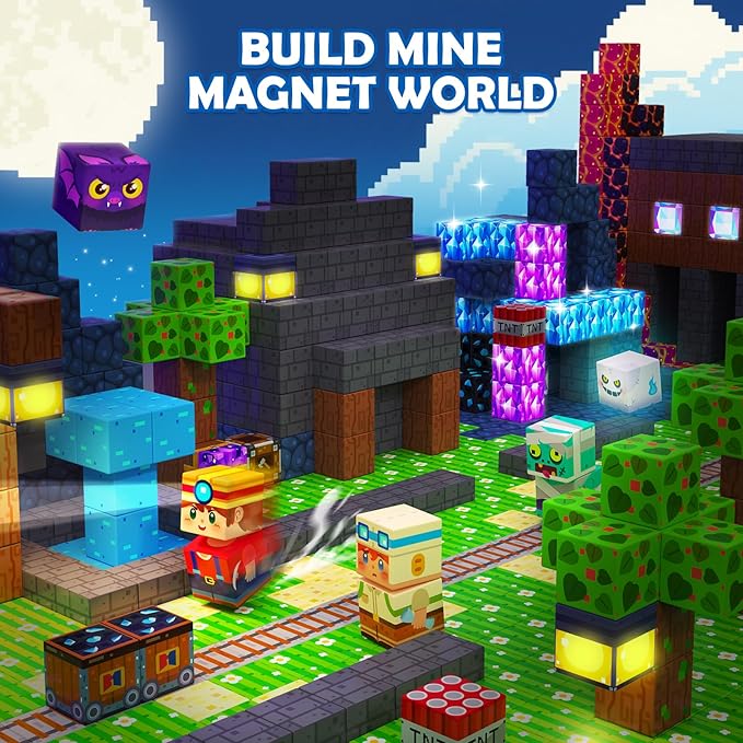 Coodoo 150PCS Magnetic Blocks, Build Mine Magnet World Set, Toddler Outdoor Toys STEM Construction Building Blocks Toy, Magnetic Tiles Sensory Kids Toys for 3+ Year Old Kids Boys Girls Ages 3 4 5 6