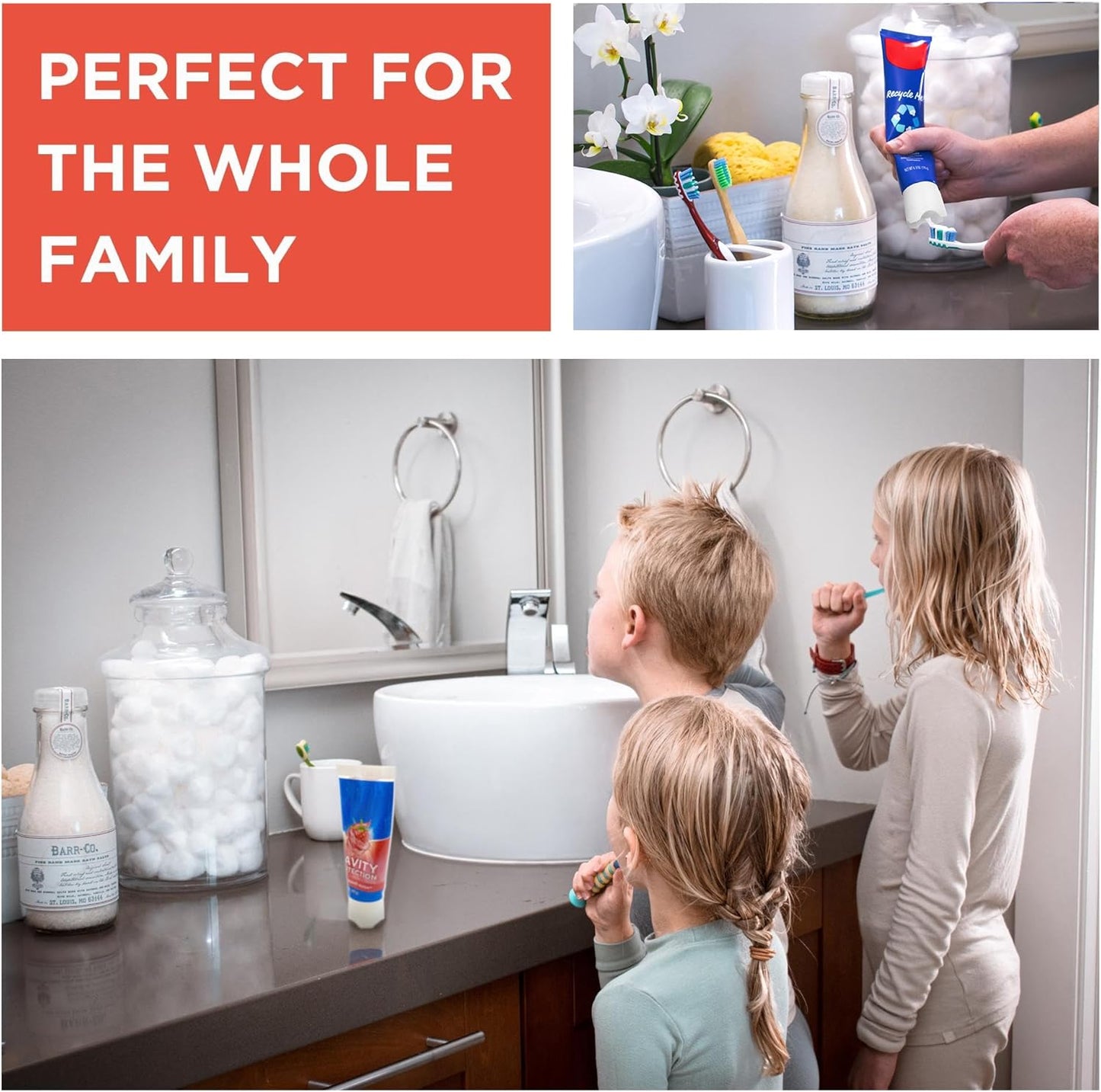 Chrome Cherry SqueezMe Self-Closing Toothpaste Caps, Silicone Lid for Kids & Adults, No Mess Toothpaste Dispenser, Easy Squeezer Cap for Tubes, Bathroom Accessory, Self-Standing Mix, Pack of 3