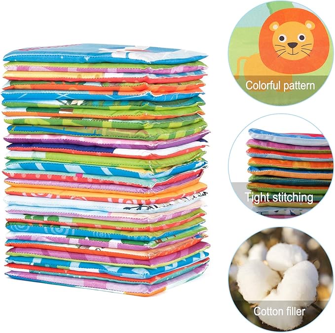 Mini Tudou 26 PCS Baby Soft Alphabet Cards, ABC Learning Flash Cards with Storage Bag, Washable Soft Letter Early Educational Toy for Babies Infants Toddlers Boys and Girls 0 1 2 3 Years Old