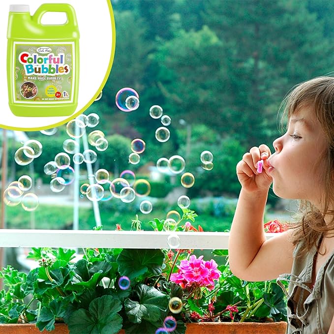 Lulu Home Concentrated Bubble Solution, 1 L/ 33.8 OZ Refill for Bubble Machines, Giant Wands, and Blowers - Up to 2.5 Gallons for Kids' Birthday Parties