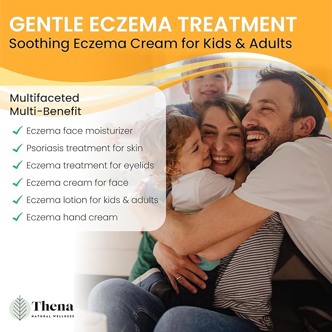 Thena Healing Cream Intensive Moisturizing Dry Irritated Itchy Skin Relief - Hydrates Soothes Nourishes Hands Body Scalp, Natural Moisturizer for Eczema Psoriasis Dermatitis, Adults & Kids