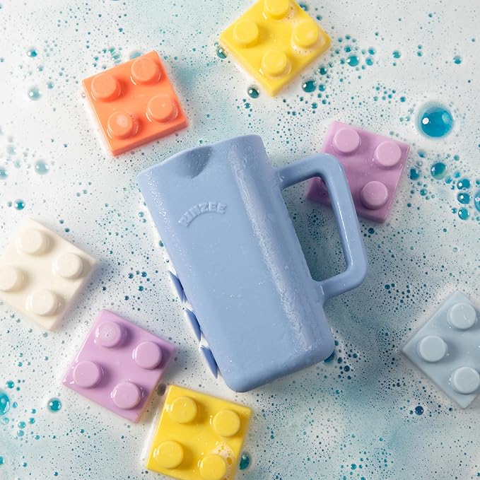 Baby Bath Cup with Suctions - BPA Free, 100% Food Grade Silicone Rinse Cup, Clutter-Free Tub Area, Kids Learning Tool, Sticks to Tiles, Drains Water Upside Down- patent pending