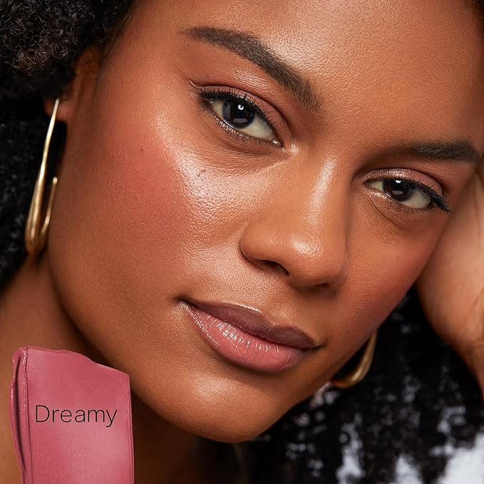 Saie Dew Liquid Blush for Cheeks - Hydrating Cream Blush Stick with a Blendable + Buildable Formula - Skincare Infused Dewy Cheek Tint for a Natural Flush - Glowy Makeup Essential - Dreamy (.40 oz)