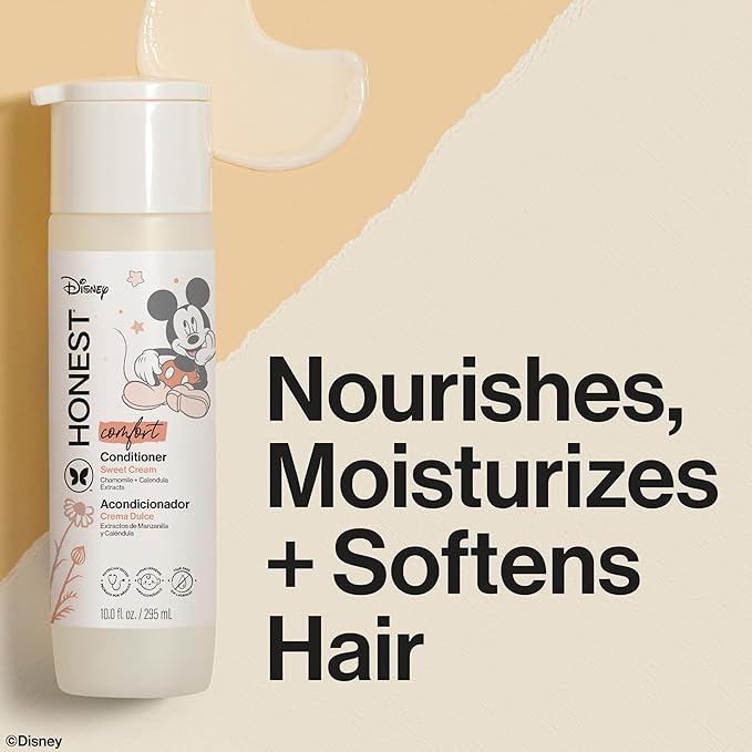 The Honest Company 2-in-1 Cleansing Shampoo Body Wash I Gentle Enough for Baby Dermatologist Tested Tear-free Hypoallergenic Disney’s Mickey Mouse Comfort Sweet Cream 10 fl oz