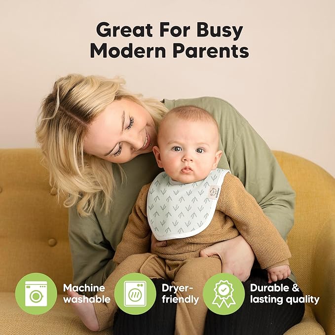 8-Pack Organic Baby Bibs for Boys, Girls - Soft Cotton Drooling and Teething Bibs for Baby Girl & Boy, Extra Absorbent, Easy To Clean & Put On for Toddler, Newborn, Infant 0-24 Months (Fleur)