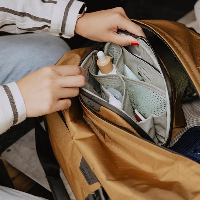 Peak Design Small Wash Pouch, Coyote, Ocean Edition, Travel Toiletry Bag, Upright or Hanging Dopp Kit with Pockets, Magnetic Toothbrush Pocket, Wide UltraZip Opening, Toiletry Bag for Men and Women