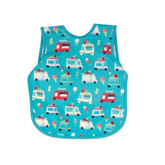BapronBaby Ice Cream Truck Bapron - No Neck Tie Safer Bib for Baby & Toddler - Soft Waterproof Stain Resistant - Machine Washable - Sz Preschool 3-5yrs
