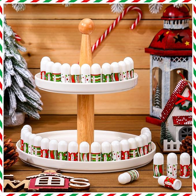 50 Pcs Christmas Lip Balm Bulk Mini Candy Cane Peppermint Flavor Lip Balms Bulk Christmas Stocking Stuffers Xmas Party Gifts Small Thank You Employee Appreciation Gifts for Women Men (Green Red)