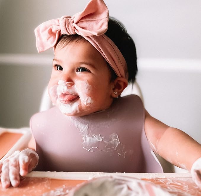 Moonkie Silicone Baby Bibs Set Of 2 | BPA Free Waterproof | Soft Flexible Adjustable Silicone Bibs for Babies & Toddlers(Ether/Sage)