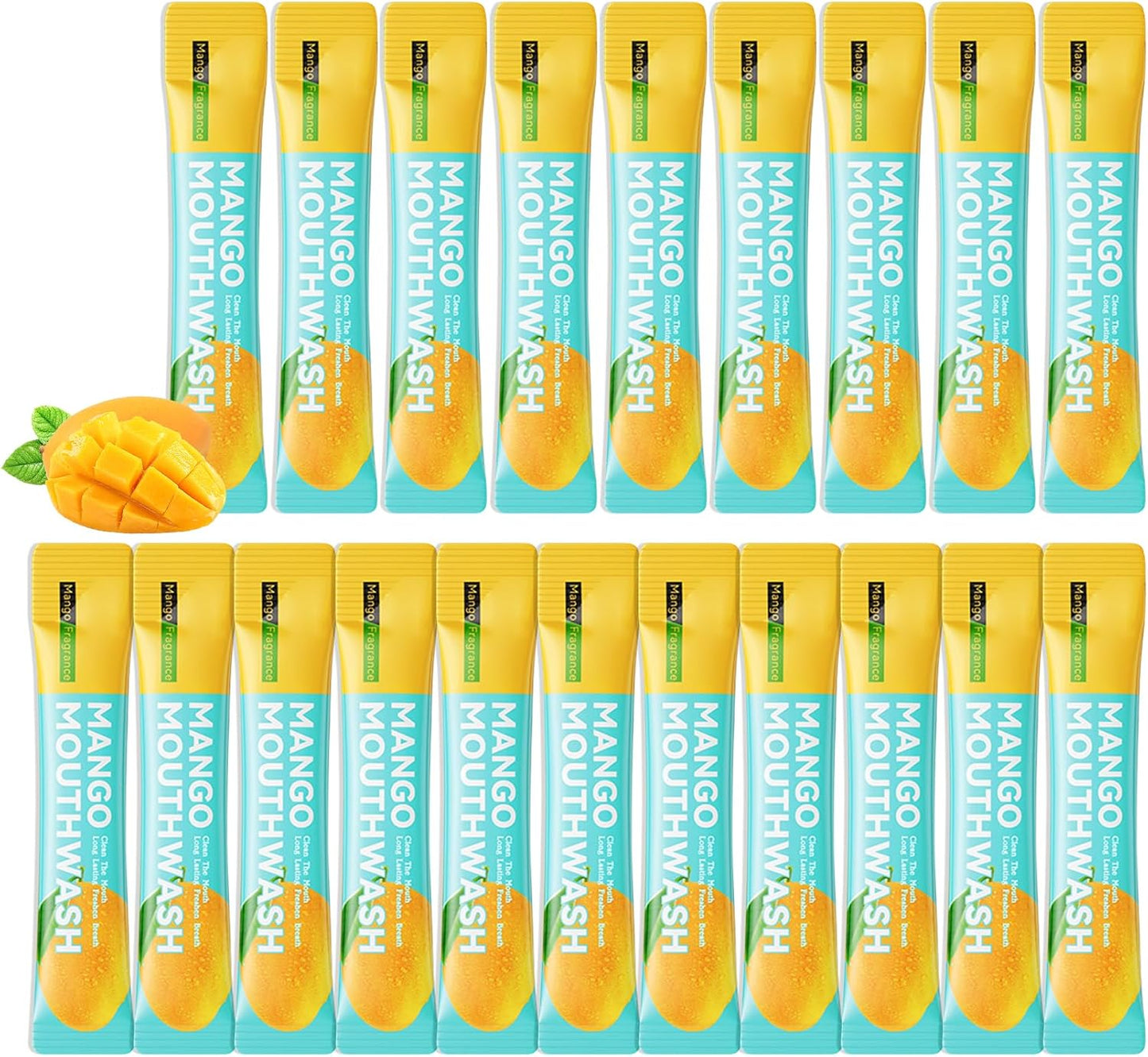 Mini Mouthwash Travel Size,Mango Flavor Portable Individual Travel Mouth Wash for Fresh Breath, Refreshing Long Lasting Gentle Oral Care Mouthwash Packs(Pack of 20)