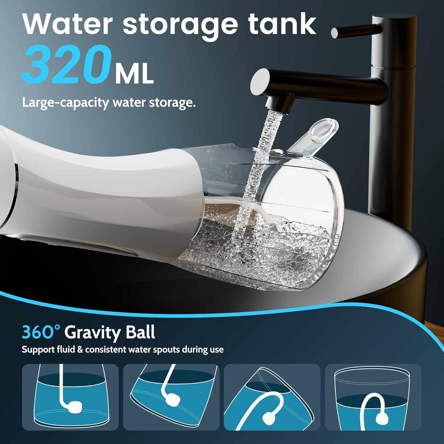 Water Flossers for Teeth, Electric Floss for Kids Adults, Water Dental Picks for Teeth Cleaning and Flossing, Portable Flossers for Travel Size, Travel Bag and 4 Tips, IPX7 Waterproof - White