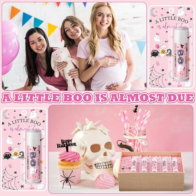30 Pack Halloween Little Boo Baby Shower Games Prizes Party Gifts Bulk Lip Balms Favors for Winners Adults Guests Gender Reveal Favors Decorations Baby Shower Souvenirs Gift Bags Stuffers