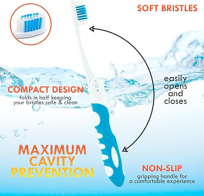 Travel Toothbrush, Portable Toothbrush Built in Cover, Travel Size Toothbrush Hiking, Camping, Traveling, Folding Toothbrushes, Collapsible Multi Color Travel Toothbrush Kit (6 Pack Soft-Multicolor)